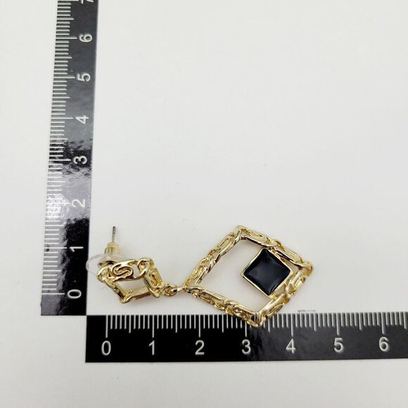 2/$20 Brand New Gold Tone With Black Fashion Earrings - Picture 6 of 6